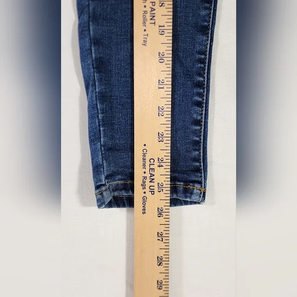 NO BOUNDARIES SUPER HIGH RISE JUNIORS JEANS, SIZE 7, DARK WASH, BLUE - Picture 12 of 13